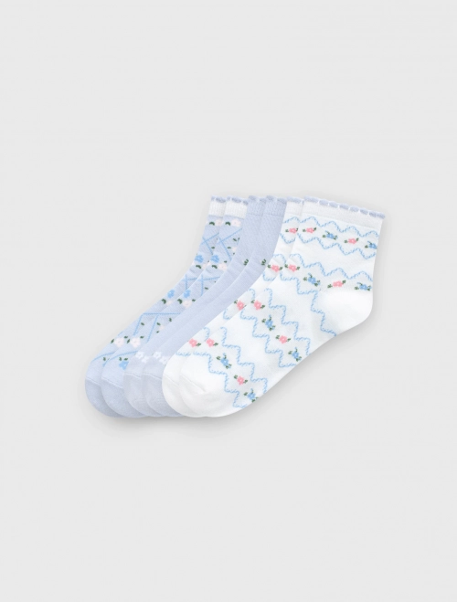 Combo 3 đôi tất bé gái cổ trung in họa tiết