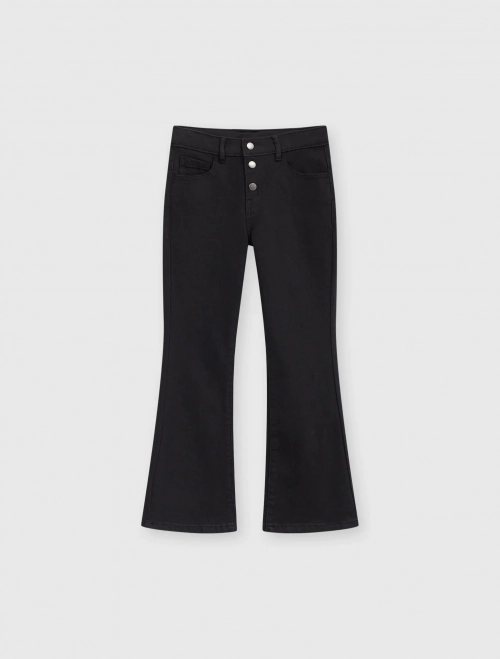 Quần jeans bé gái ống loe cạp chun có khuy cài