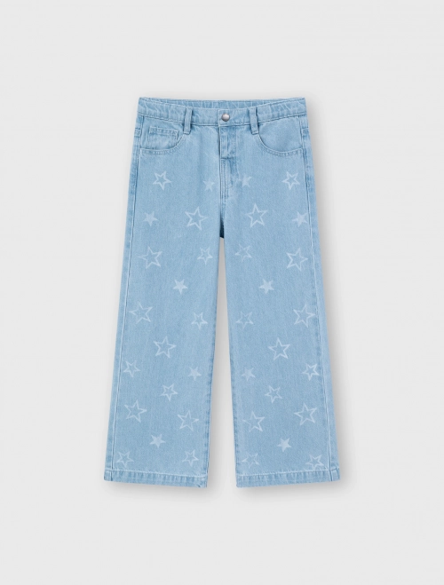 Quần jeans bé gái hoạ tiết cotton