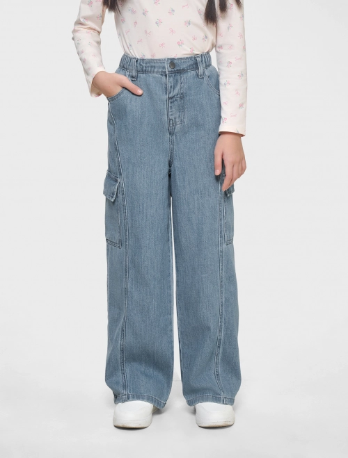 Quần jeans bé gái cotton dáng suông