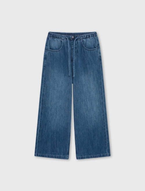 Quần jeans bé gái cotton ống rộng