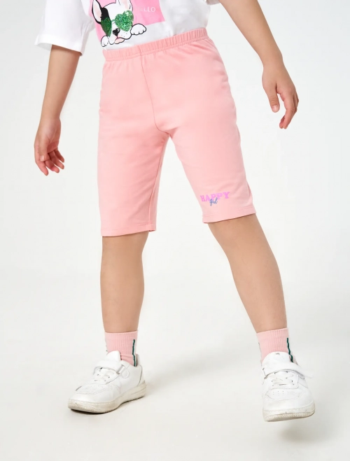 Quần legging bé gái cạp chun có hình in dáng lửng