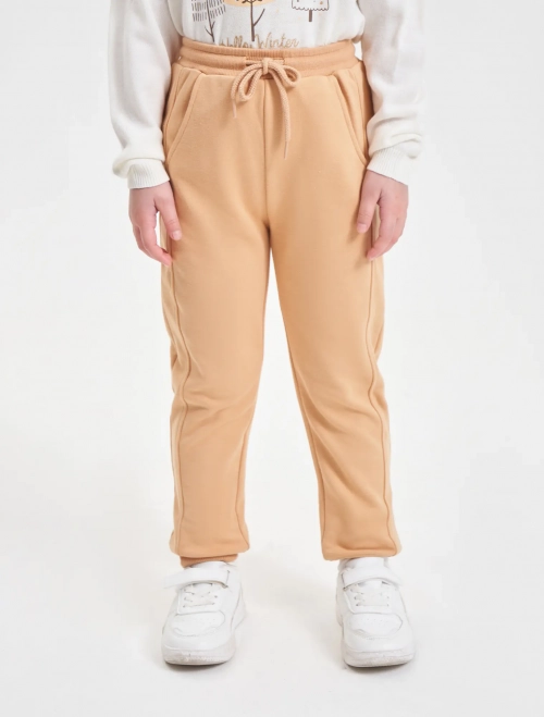 Quần nỉ bé gái bo gấu can dọc ống quần