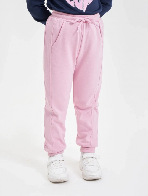 Quần nỉ bé gái bo gấu can dọc ống quần