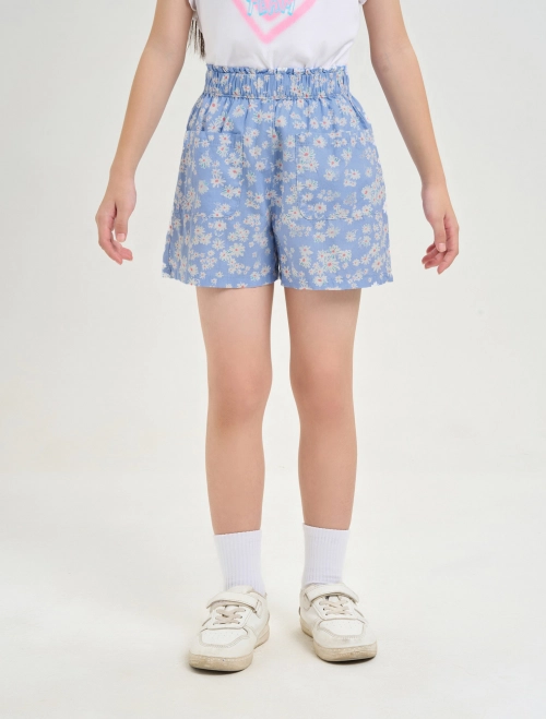 Quần soóc bé gái cotton cạp bèo