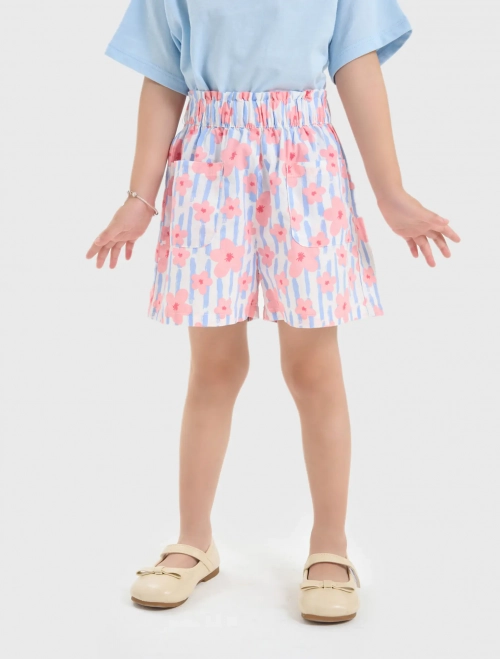 Quần soóc bé gái cotton cạp bèo