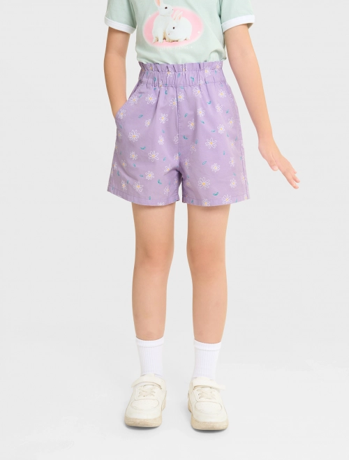 Quần soóc jeans bé gái dáng hơi A cạp bèo