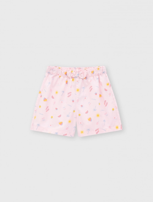 Quần soóc bé gái cotton cạp cách điệu