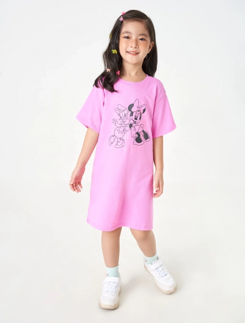 Váy liền bé gái cotton có hình in Mickey & Friends