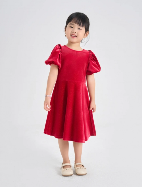 Váy liền nhung bé gái 