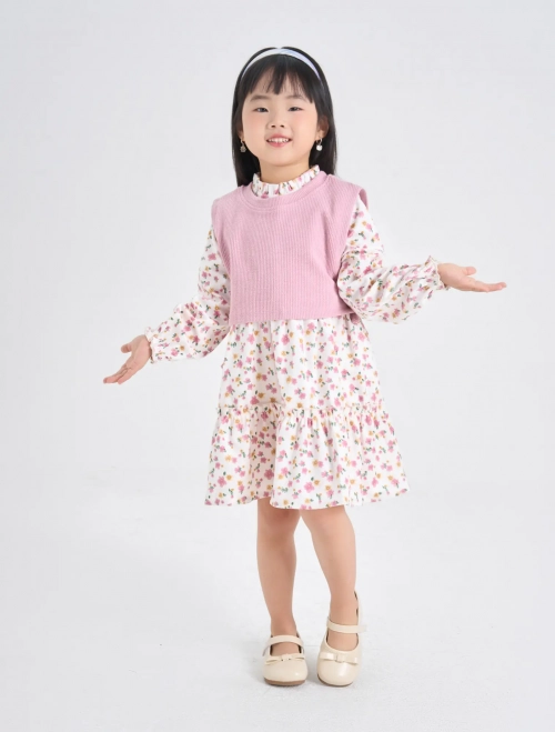 Váy liền bé gái hoạ tiết