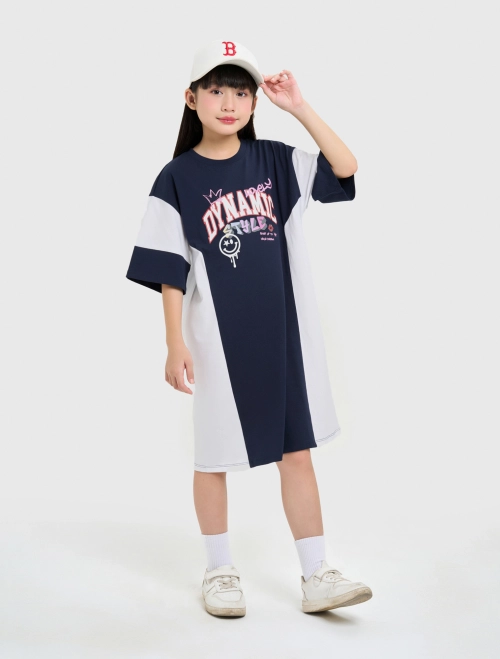 Váy liền bé gái cotton có hình in