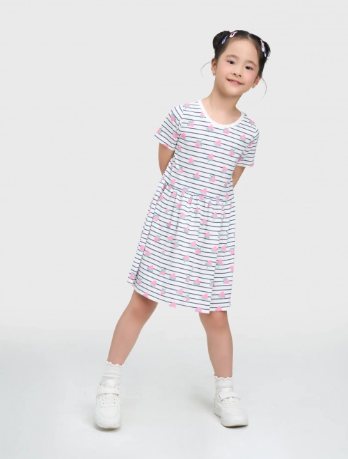 Váy liền bé gái cotton USA có hình in