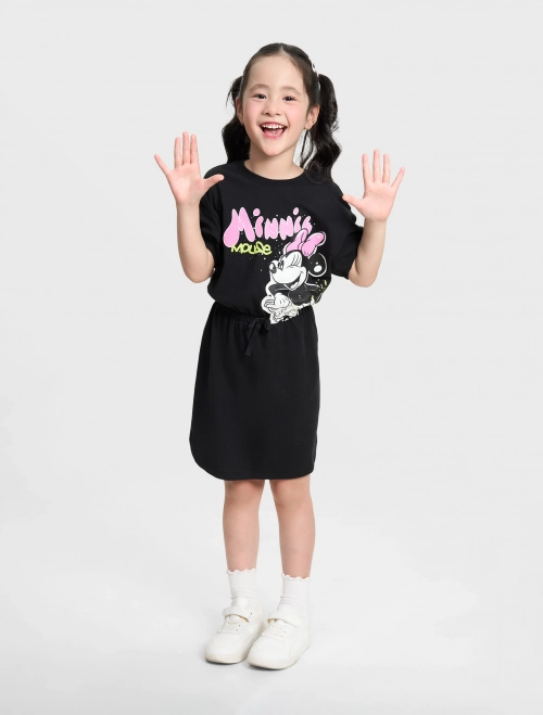 Váy liền bé gái cotton USA in hình Mickey & Friend