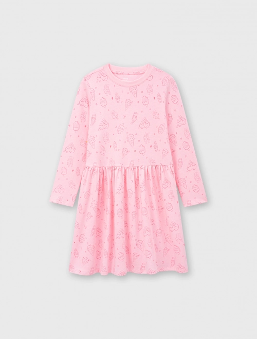 Váy liền bé gái dáng suông in hoạ tiết