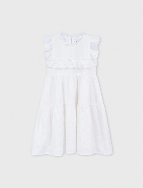 Váy liền bé gái cotton phối ren có lót trong