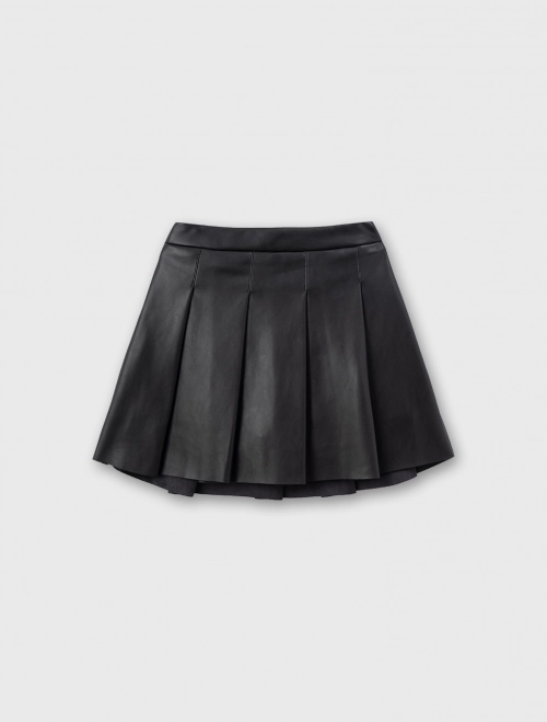 Chân váy da bé gái xếp ly