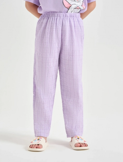 Quần mặc nhà bé gái hoạ tiết kẻ