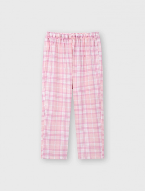 Quần mặc nhà bé gái cotton hoạ tiết kẻ