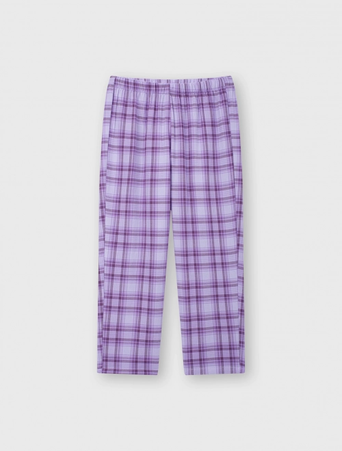 Quần mặc nhà bé gái cotton hoạ tiết kẻ