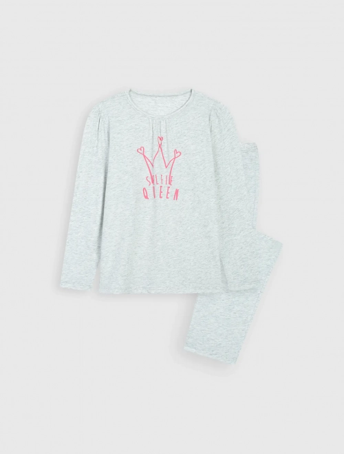 Bộ mặc nhà bé gái áo dài tay quần dài có hình in