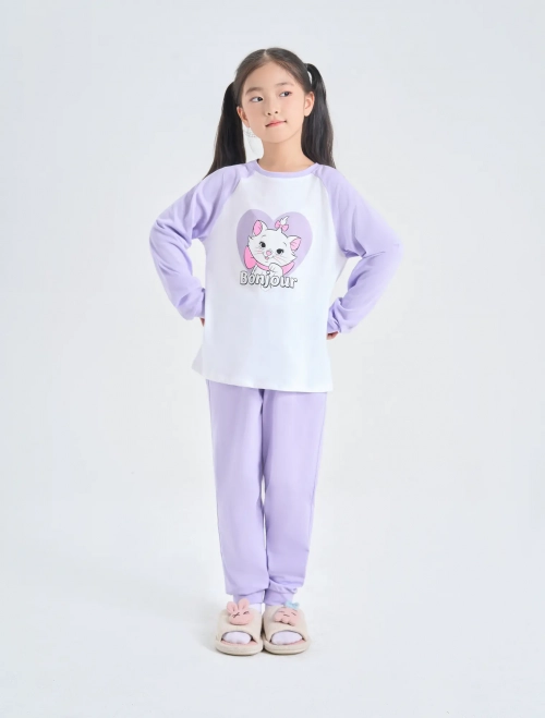 Bộ mặc nhà bé gái cotton dài tay quần dài in hình Marie