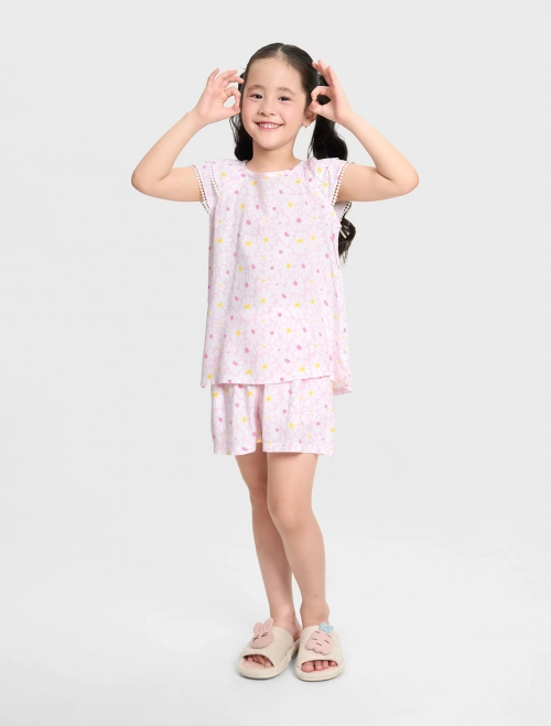 Bộ mặc nhà bé gái viscose hoạ tiết