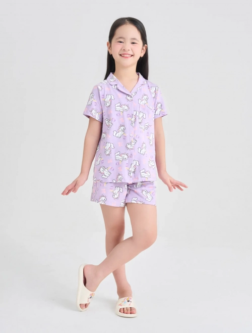 Bộ pyjama bé gái hoạ tiết