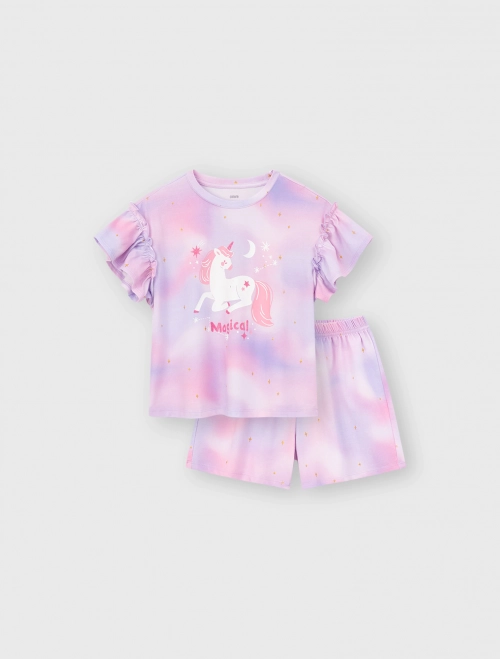 Bộ mặc nhà bé gái có hình in