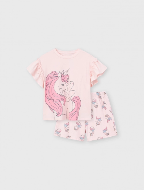 Bộ mặc nhà bé gái có hình in