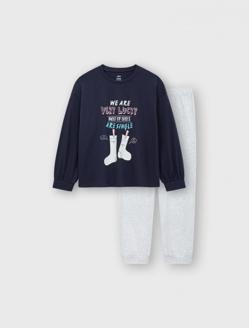 Bộ mặc nhà bé gái cotton có hình in