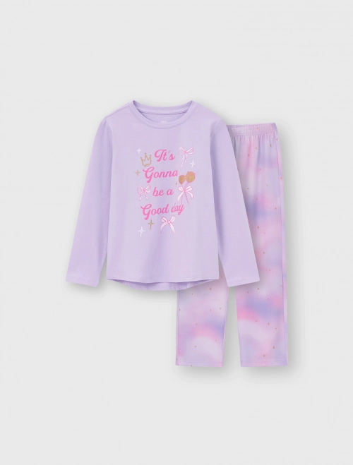 Bộ mặc nhà bé gái có hình in