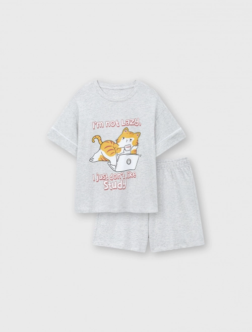 Bộ mặc nhà bé gái có hình in