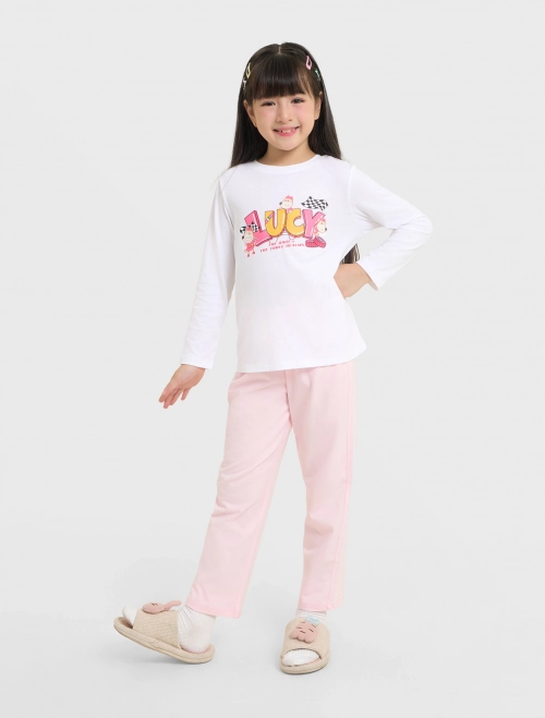 Bộ mặc nhà bé gái cotton in hình Wolfoo