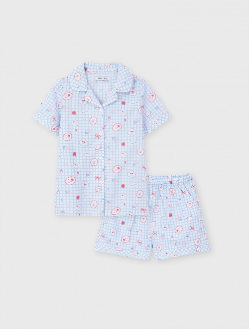 Bộ pyjama mặc nhà bé gái cotton họa tiết
