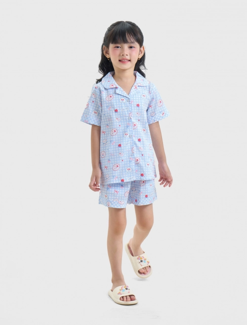 Bộ pyjama mặc nhà bé gái cotton họa tiết