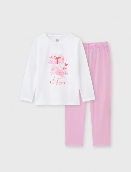 Bộ mặc nhà bé gái cotton OEKOTEX