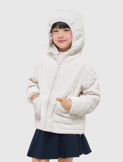 Áo khoác chần bông bé gái có mũ chống thấm nước