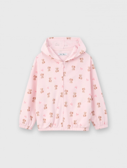 Áo khoác nỉ bé gái hoạ tiết