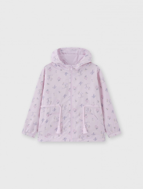 Áo khoác gió bé gái lót nỉ có mũ | Water Repellent