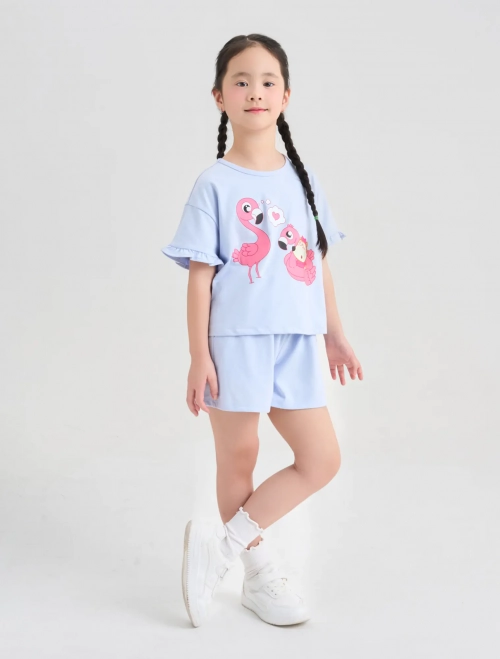 Bộ quần áo bé gái in hình Wolfoo