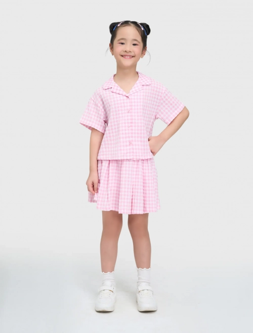 Bộ áo váy bé gái hoạ tiết kẻ