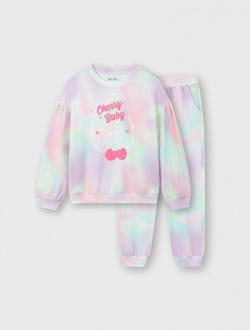 Bộ quần áo nỉ bé gái có họa tiết