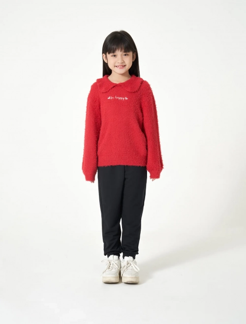 Áo len bé gái cổ bẻ