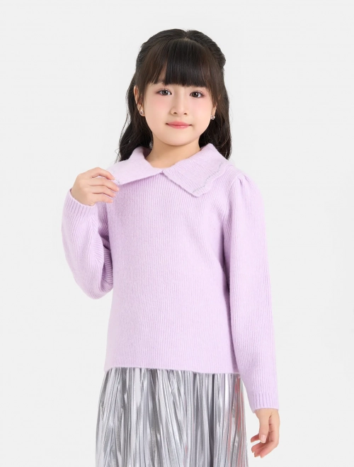 Áo len bé gái cổ bèo