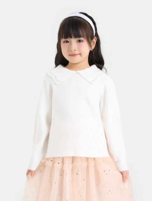 Áo len bé gái cổ bèo