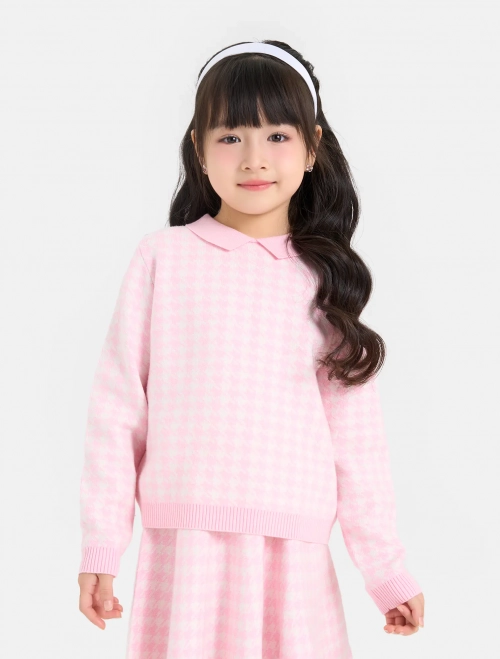 Áo len bé gái cổ bẻ