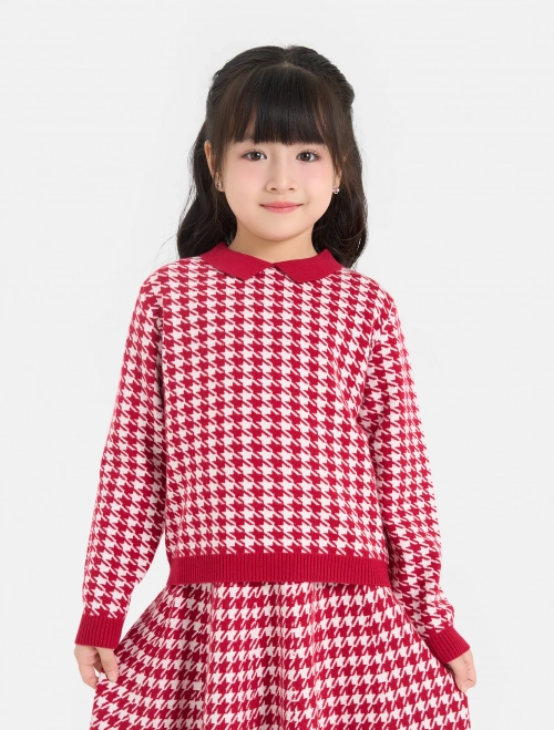 Áo len bé gái cổ bẻ