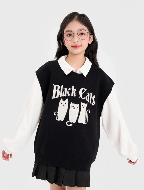 Áo len gilet bé gái