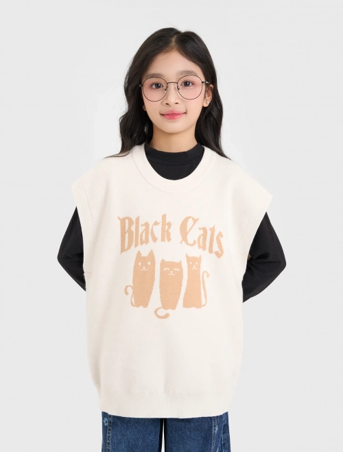 Áo len gilet bé gái